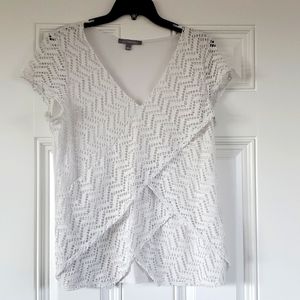 Ny collection large eyelet white top